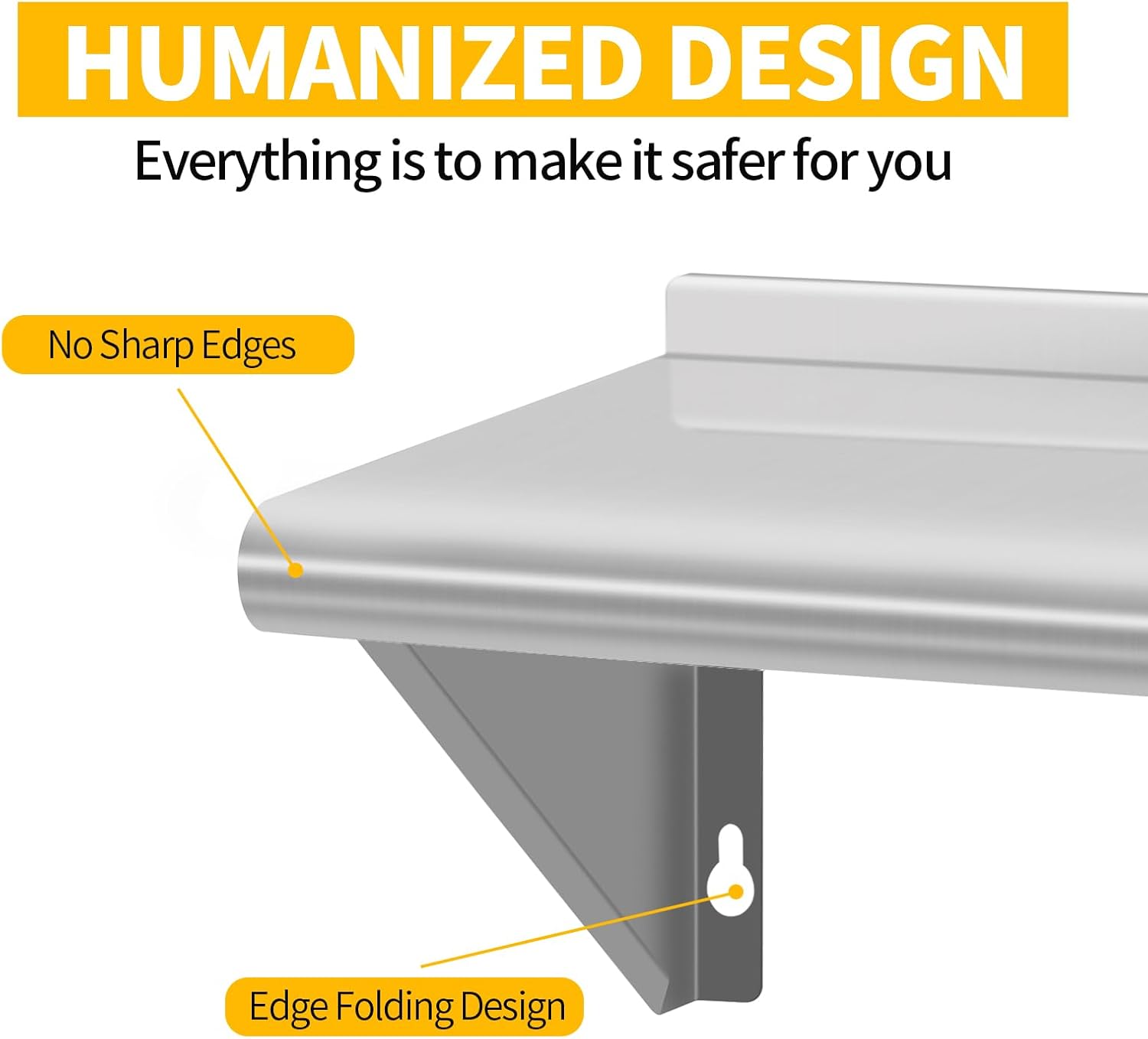 RAILEN Stainless Steel Floating Shelving 2PACKS