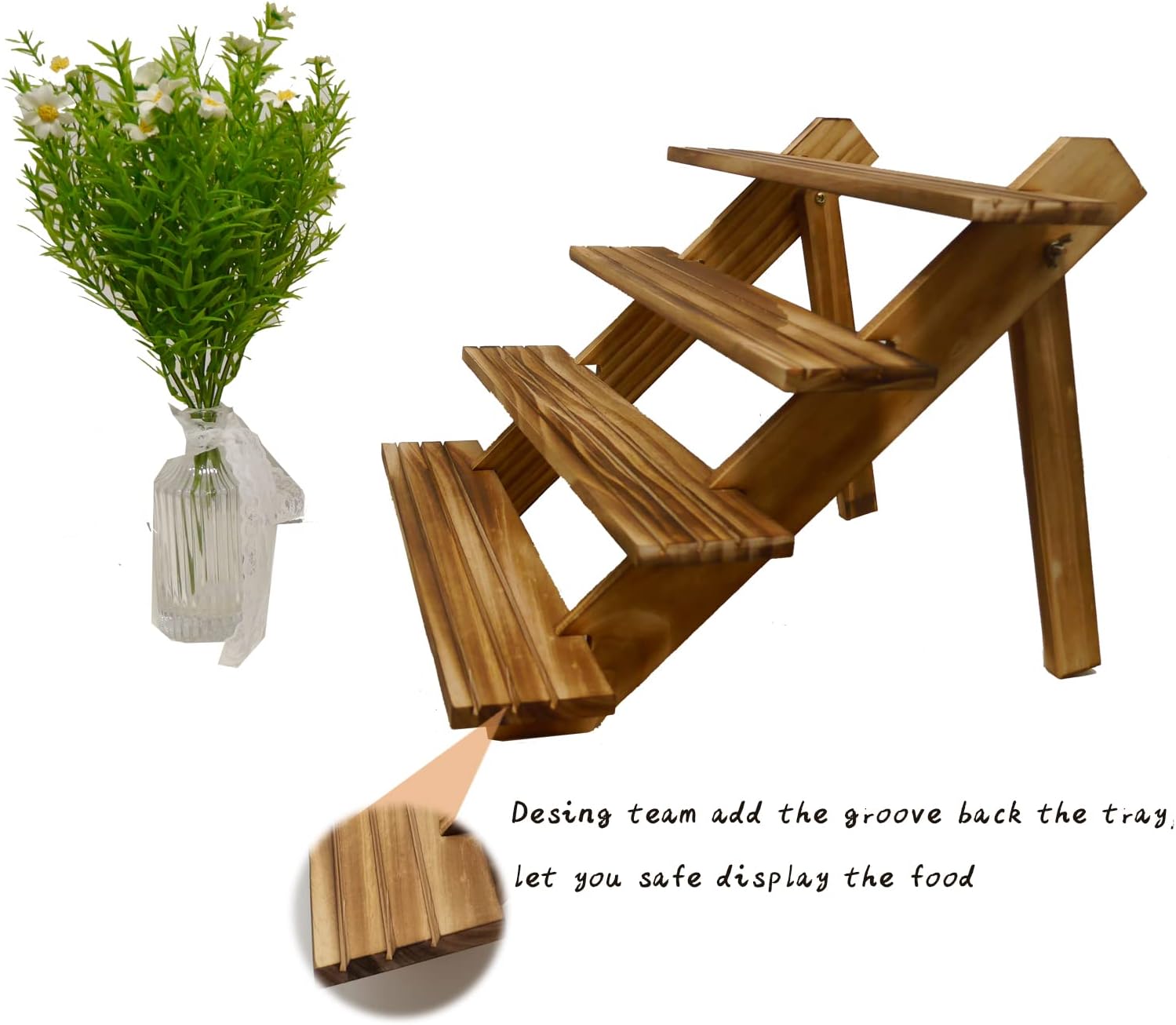 SOYOKAZE 4-Tier Rustic Wood Display Stand