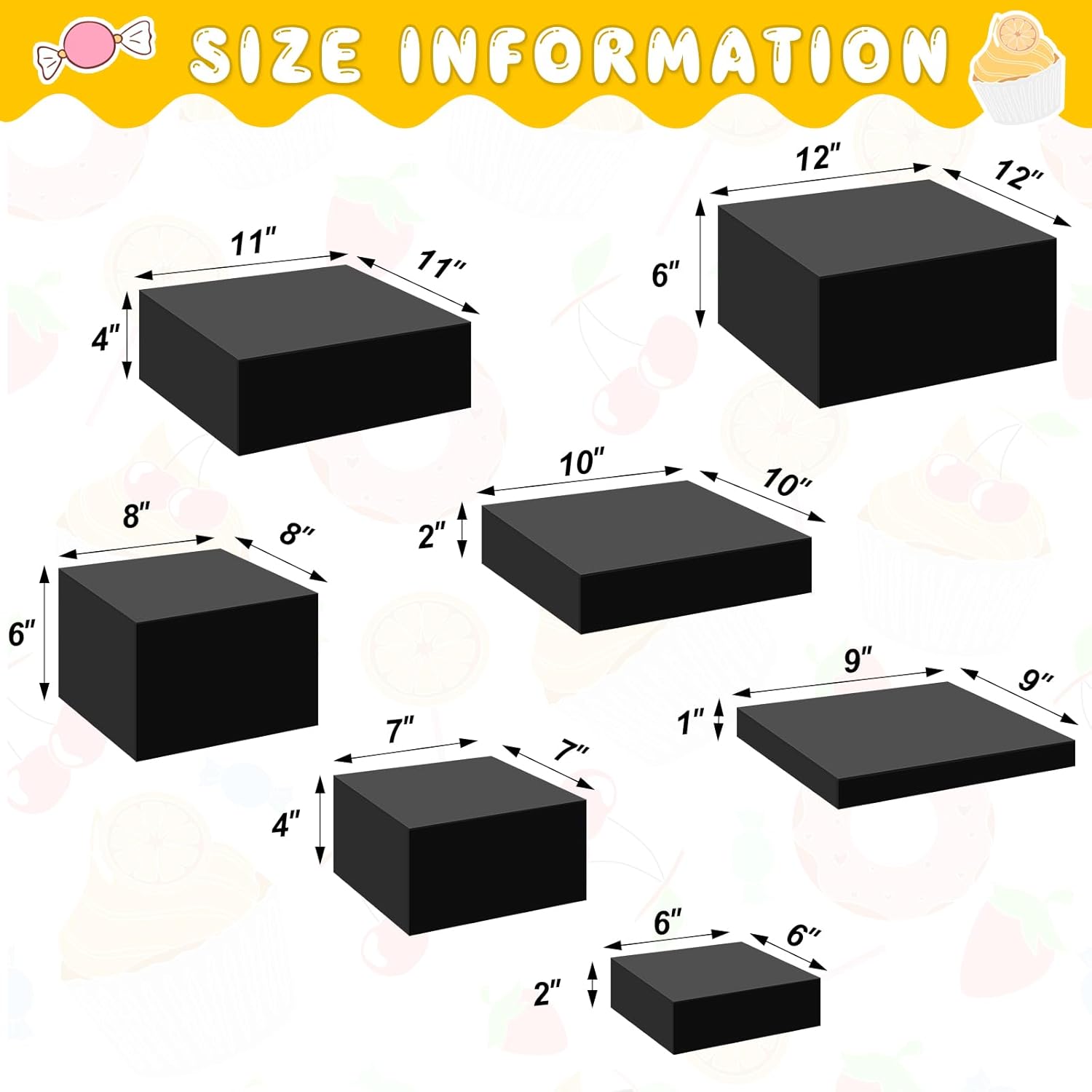 Leinuosen 7 Pcs Large Buffet Risers Set Black