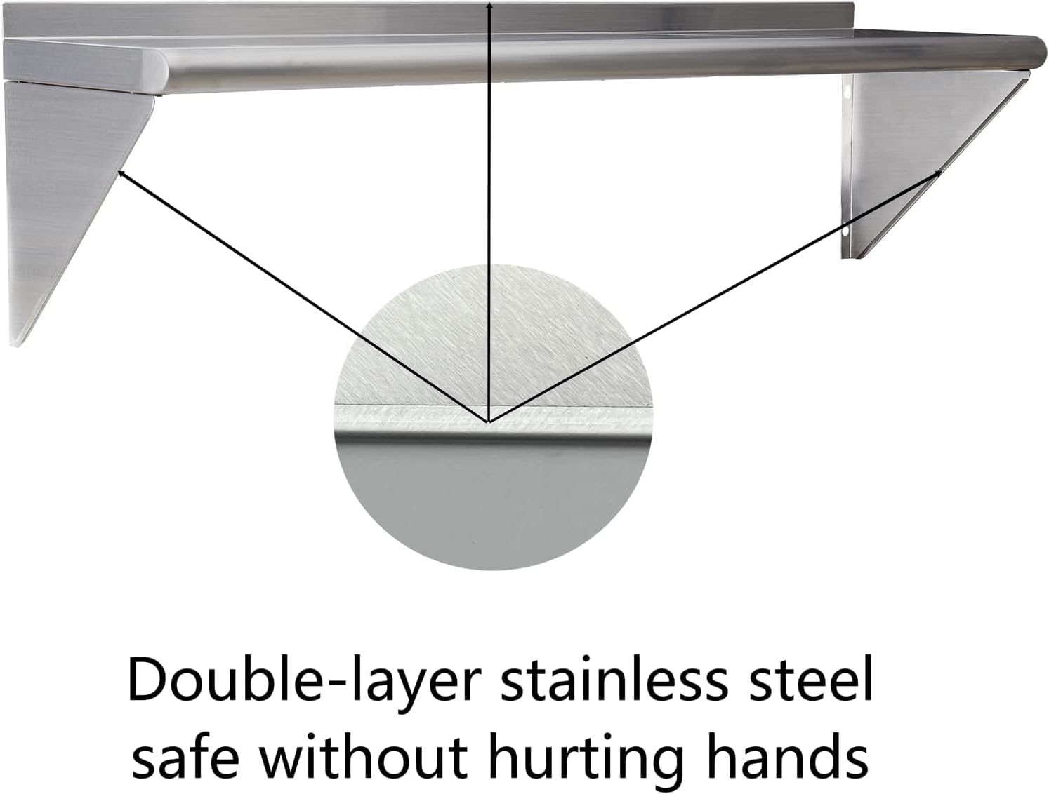 Stainless Steel Shelf 12x36 Inch Heavy Duty Wall Mount Storage Rack