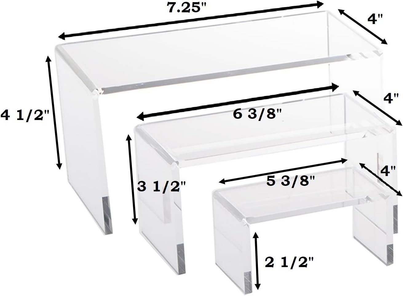 888 Display USA 12 Clear Acrylic Jewelry Display Risers for Retail and Home Use
