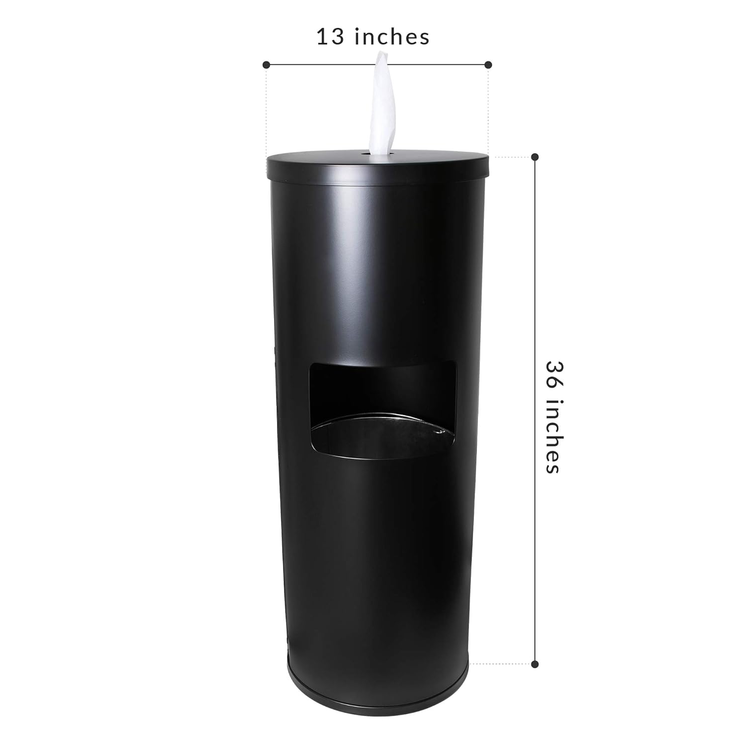 Black Stainless Steel Floor Stand Wipe Dispenser with Trash Can