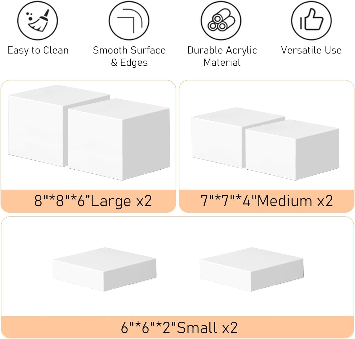 6-Pack Acrylic Display Risers for Desserts and Collectibles