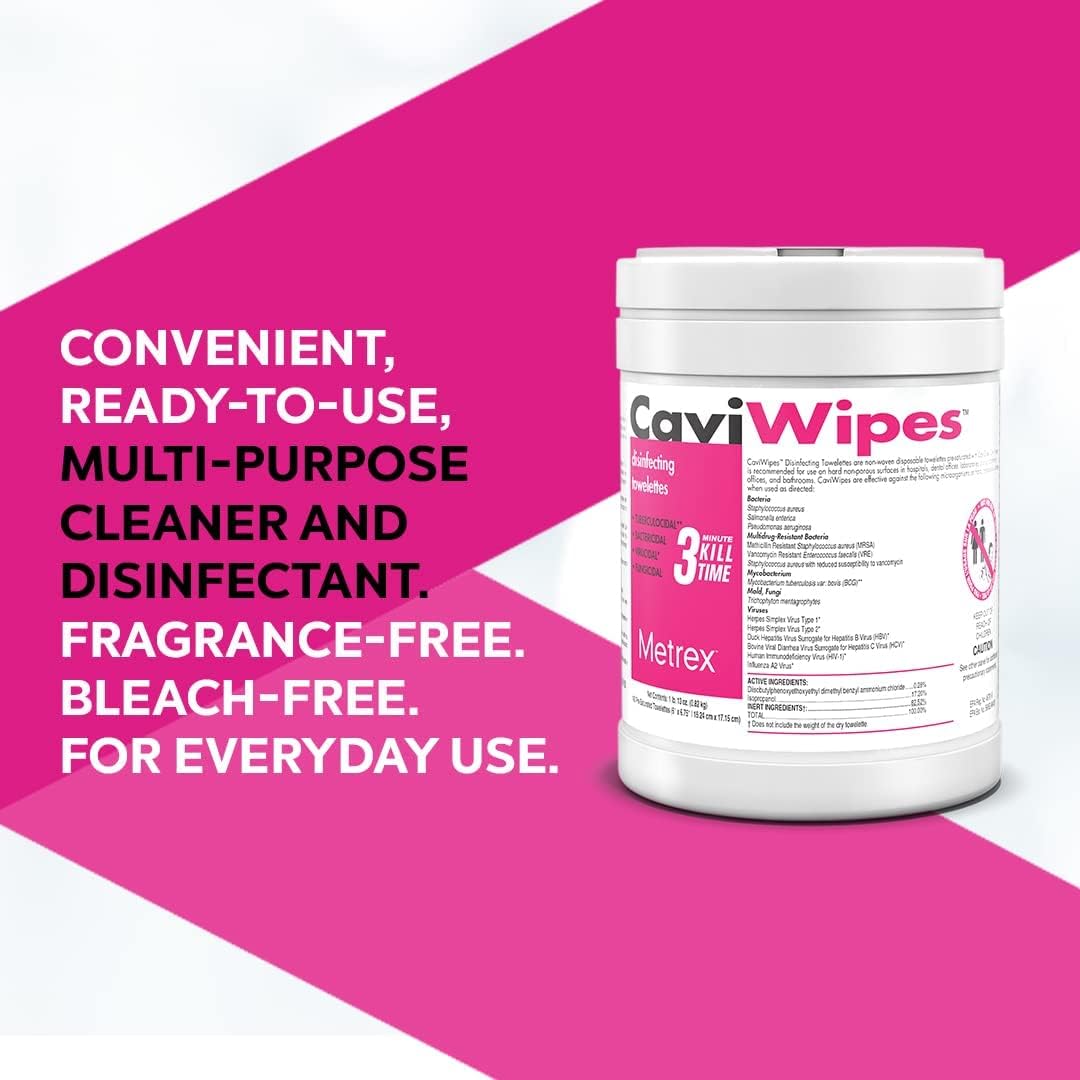 CaviWipes - 6x6 34 Inch Disinfectant Wipes 160 Count