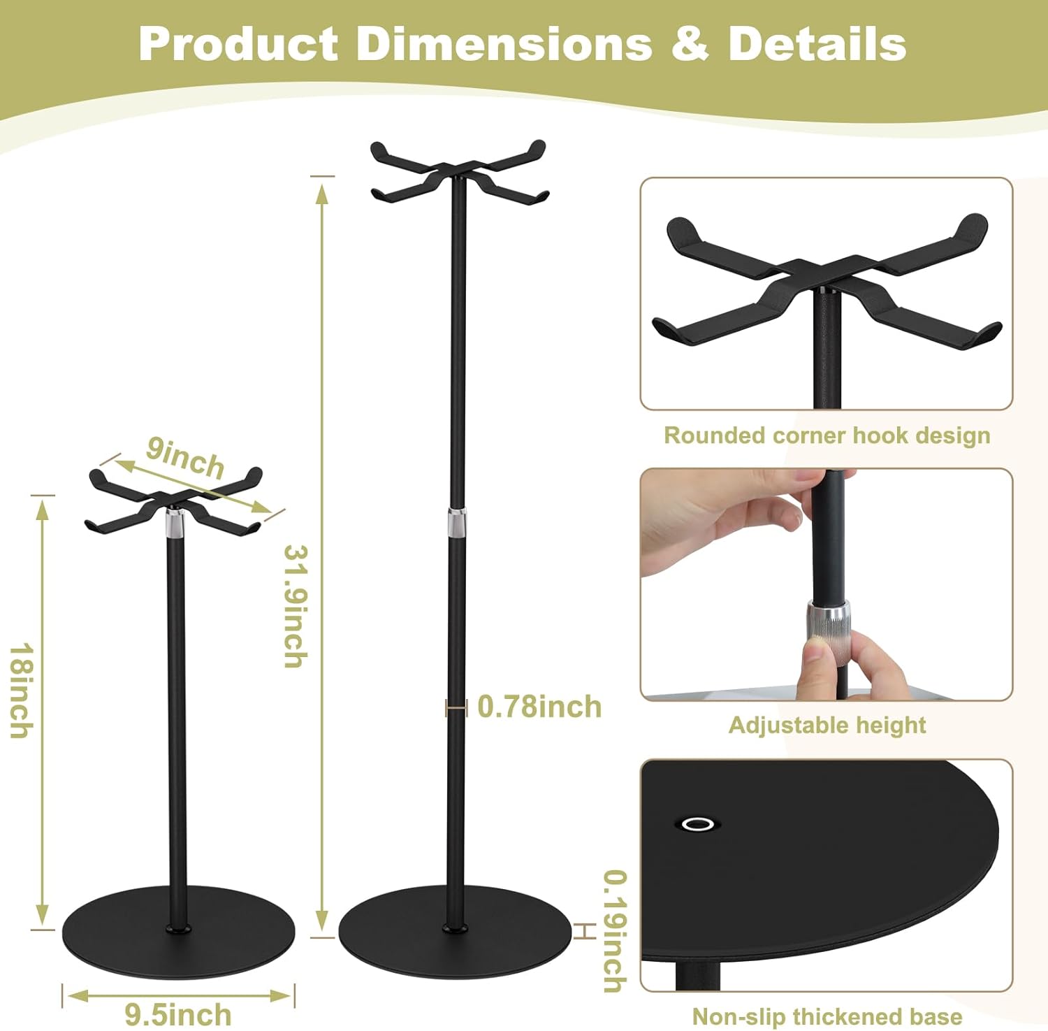 2 Pack Purse Display Stand Adjustable Hook Metal Stand for Home or Store