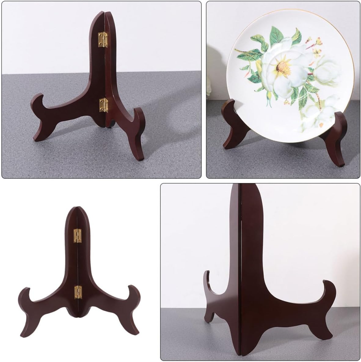 2pcs Adjustable Wooden Plate Display Stand for Home and Office Use