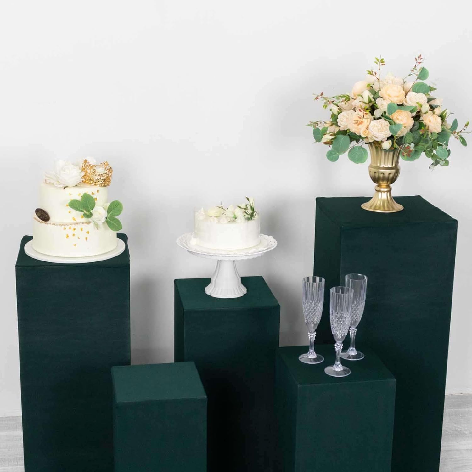 Efavormart Set of 5 Hunter Emerald Green Spandex Display Box Covers