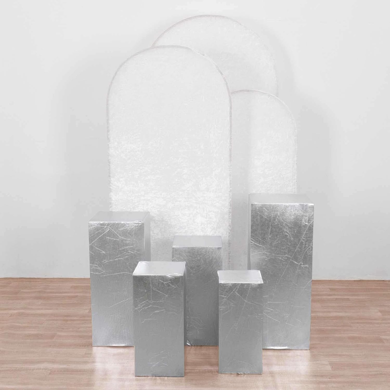 Efavormart Set of 5 Silver Metallic Spandex Display Box Covers