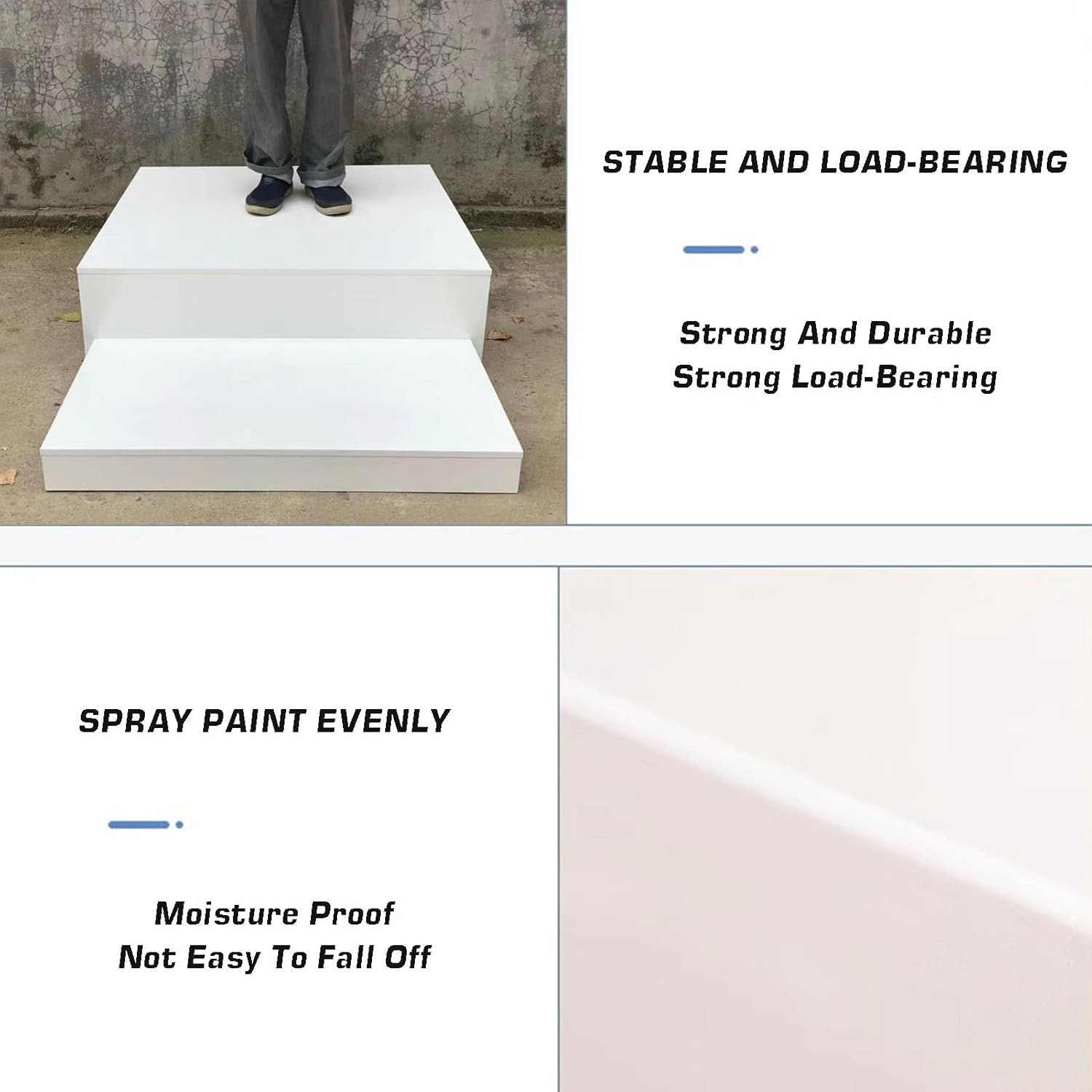 Square Display Pedestal Stand 440 Lbs Load White 30x30x10cm