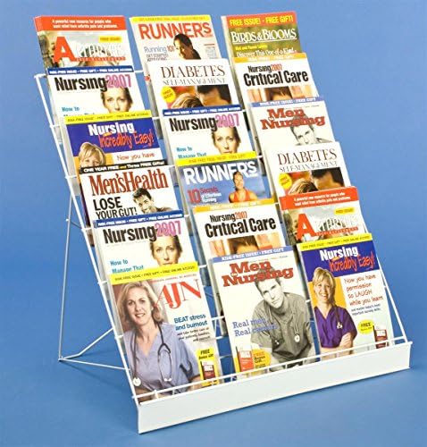 Displays2go 6-Tier Wire Countertop Rack with Sign Channel - White