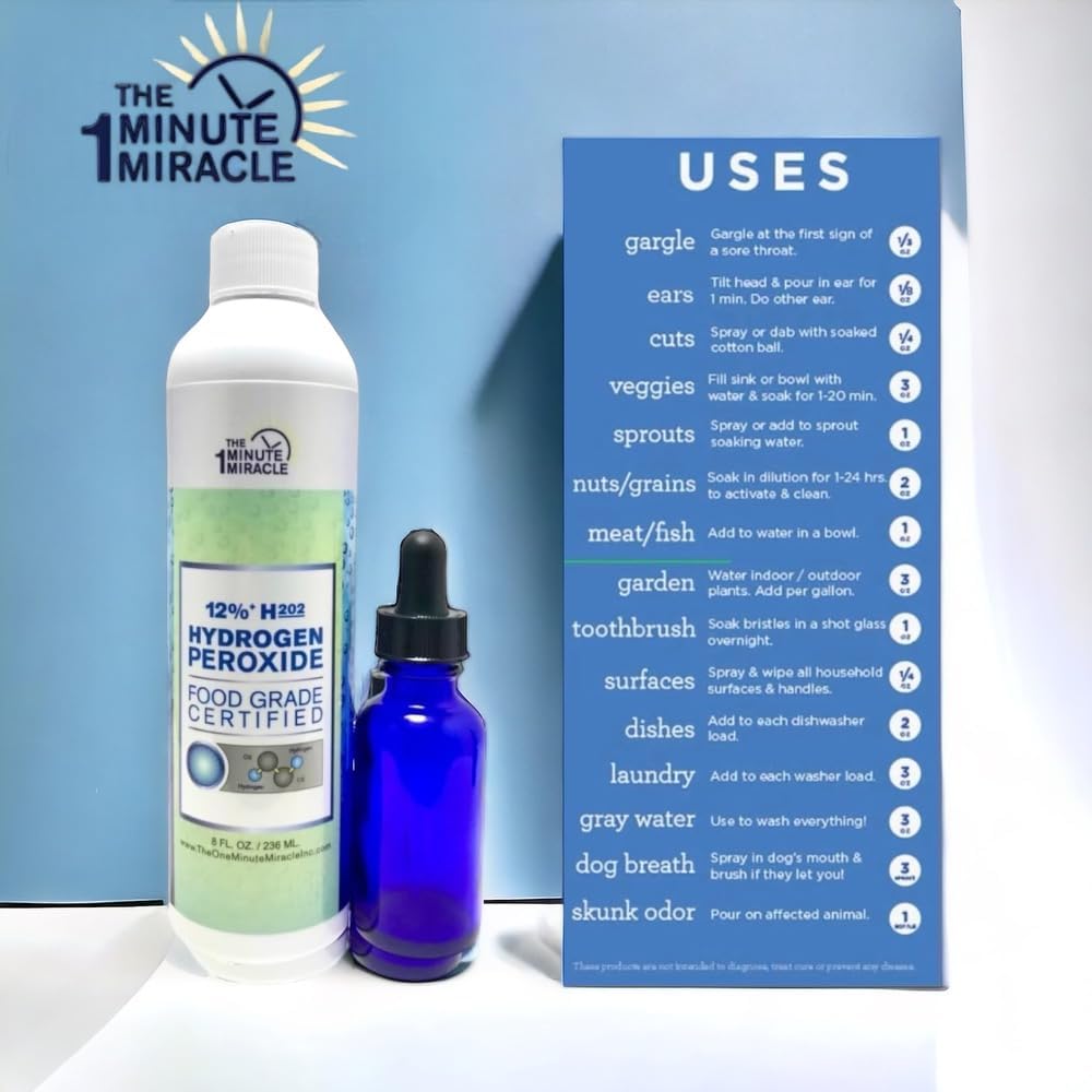 12 Food Grade Hydrogen Peroxide with Dropper Bottle