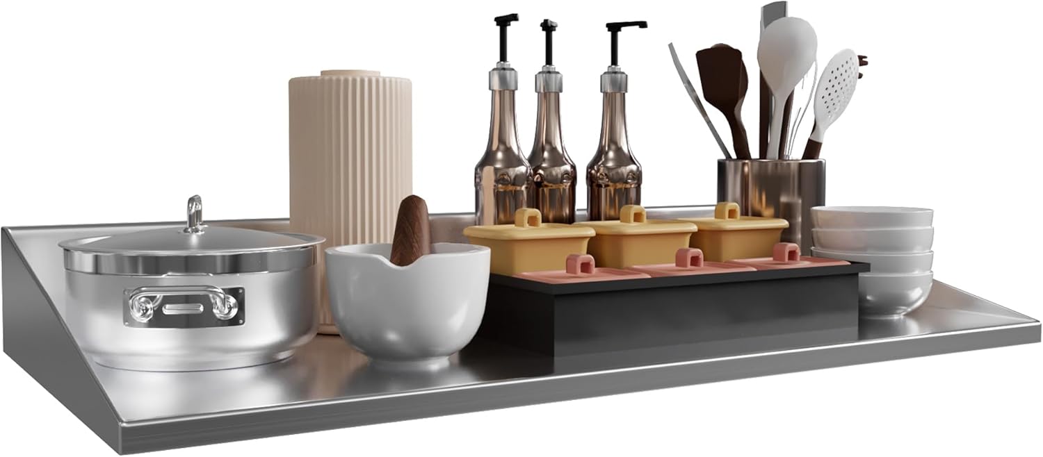 YitaHome 12x36 Inch Stainless Steel Wall Mount Shelf