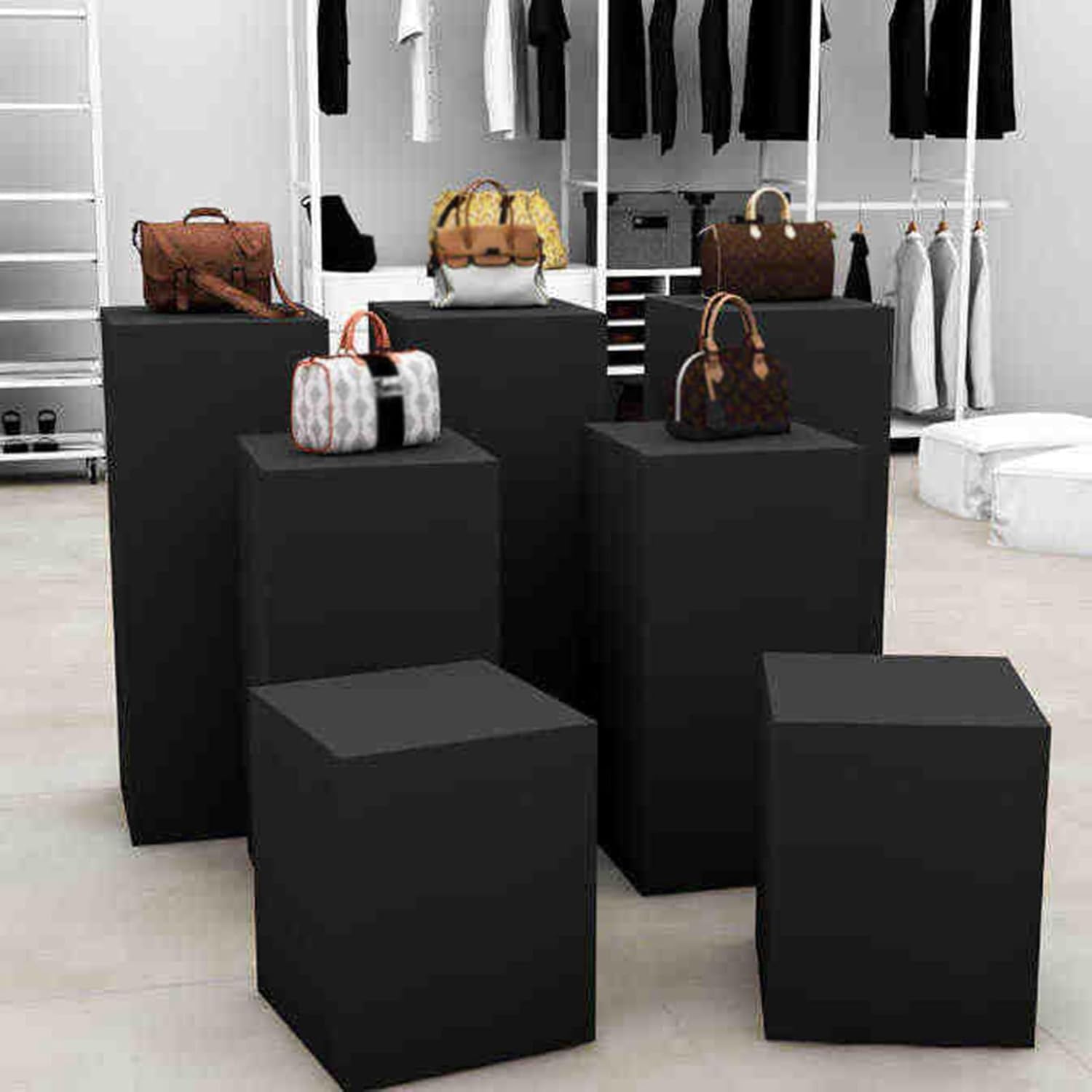 Cube Display Pedestal Stand Square Base Lift Table for Commercial Home Use