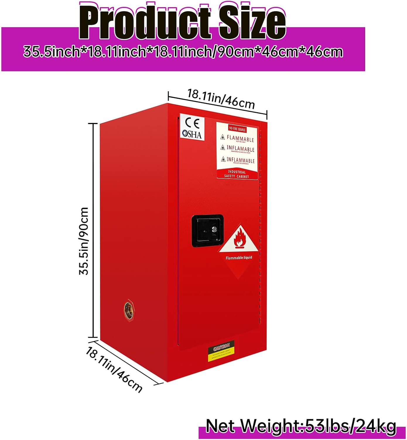 30 Gallon Flammable Safety Cabinet with 3-Point Lock