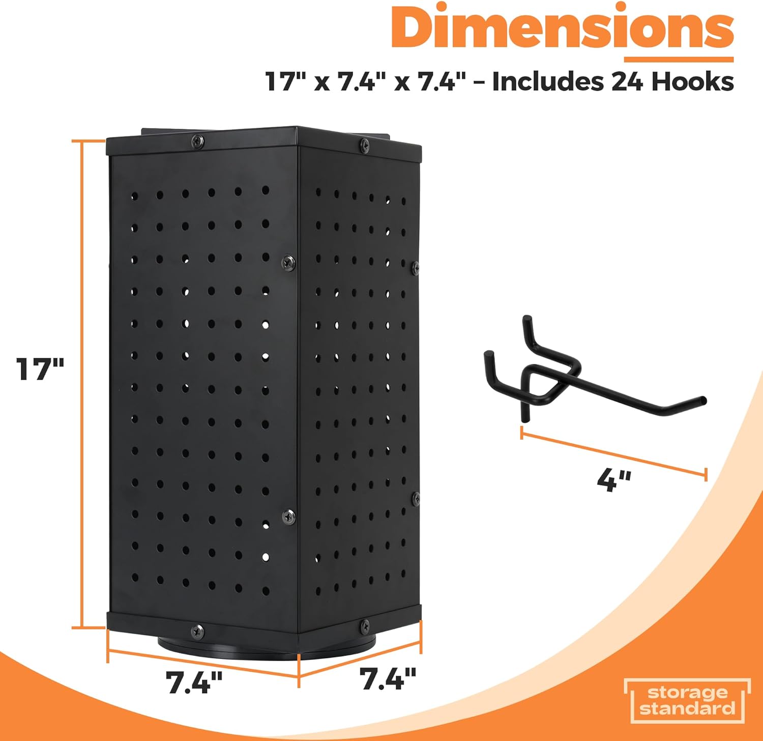 Rotating Pegboard Display Stand with 24 Hooks - 4-Sided Organizer for Jewelry and Accessories