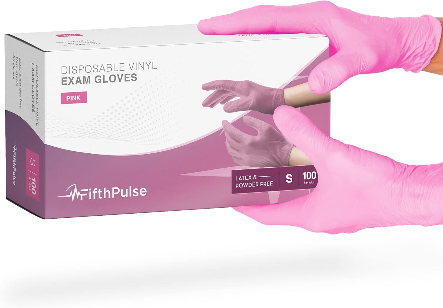 FifthPulse Pink Vinyl Disposable Gloves 100 Pack