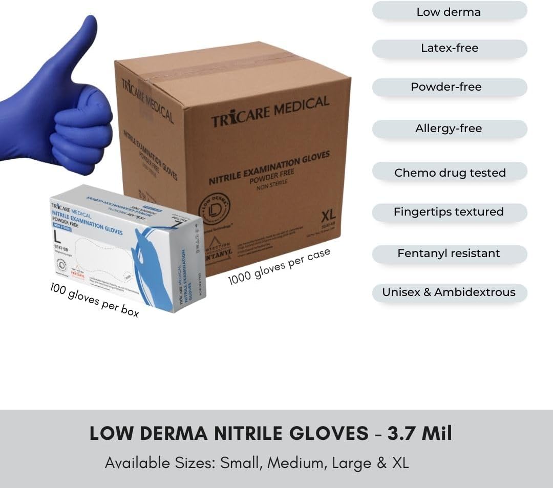 Blue Nitrile Exam Gloves 47 Mil Non Sterile Powder Free
