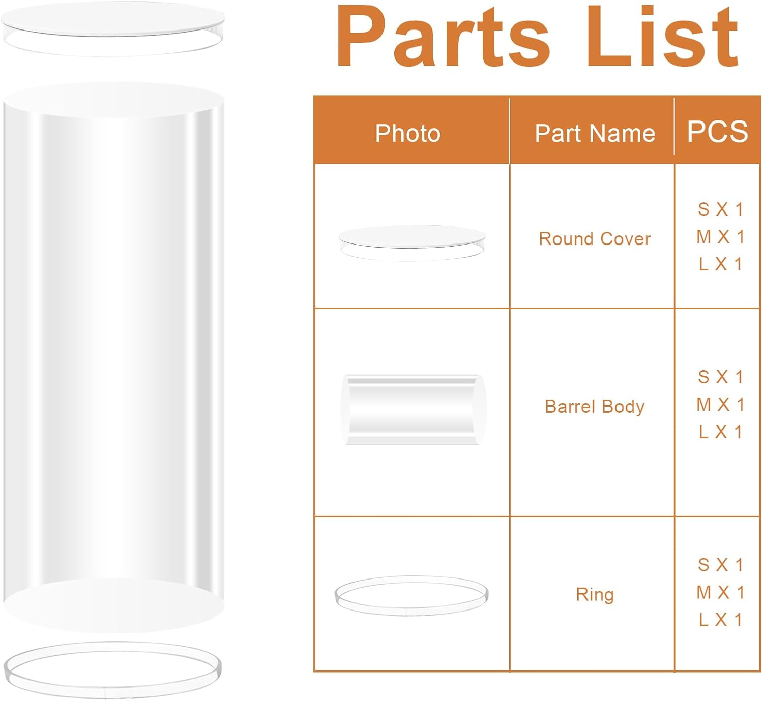 Party Cylinder Stands Set of 3 Clear Acrylic Display Stands