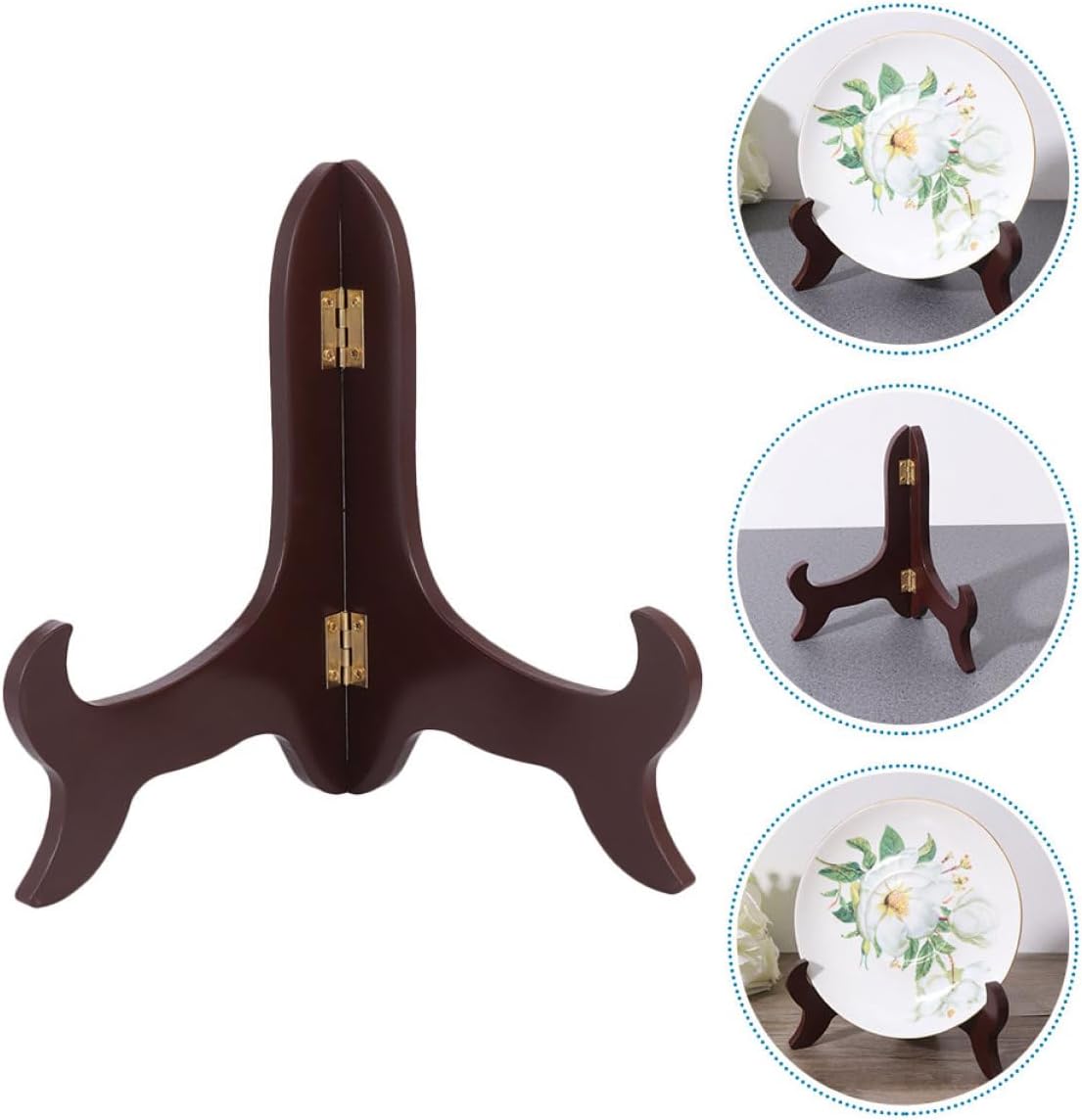 2pcs Adjustable Wooden Plate Display Stand for Home and Office Use