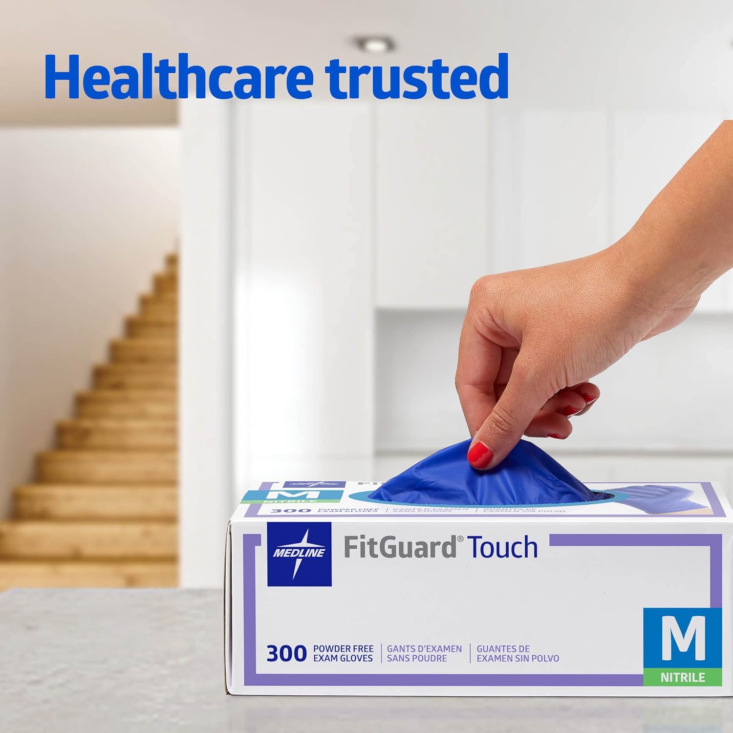 Medline FitGuard Touch Nitrile Exam Gloves 300 Count XSmall Powder Free