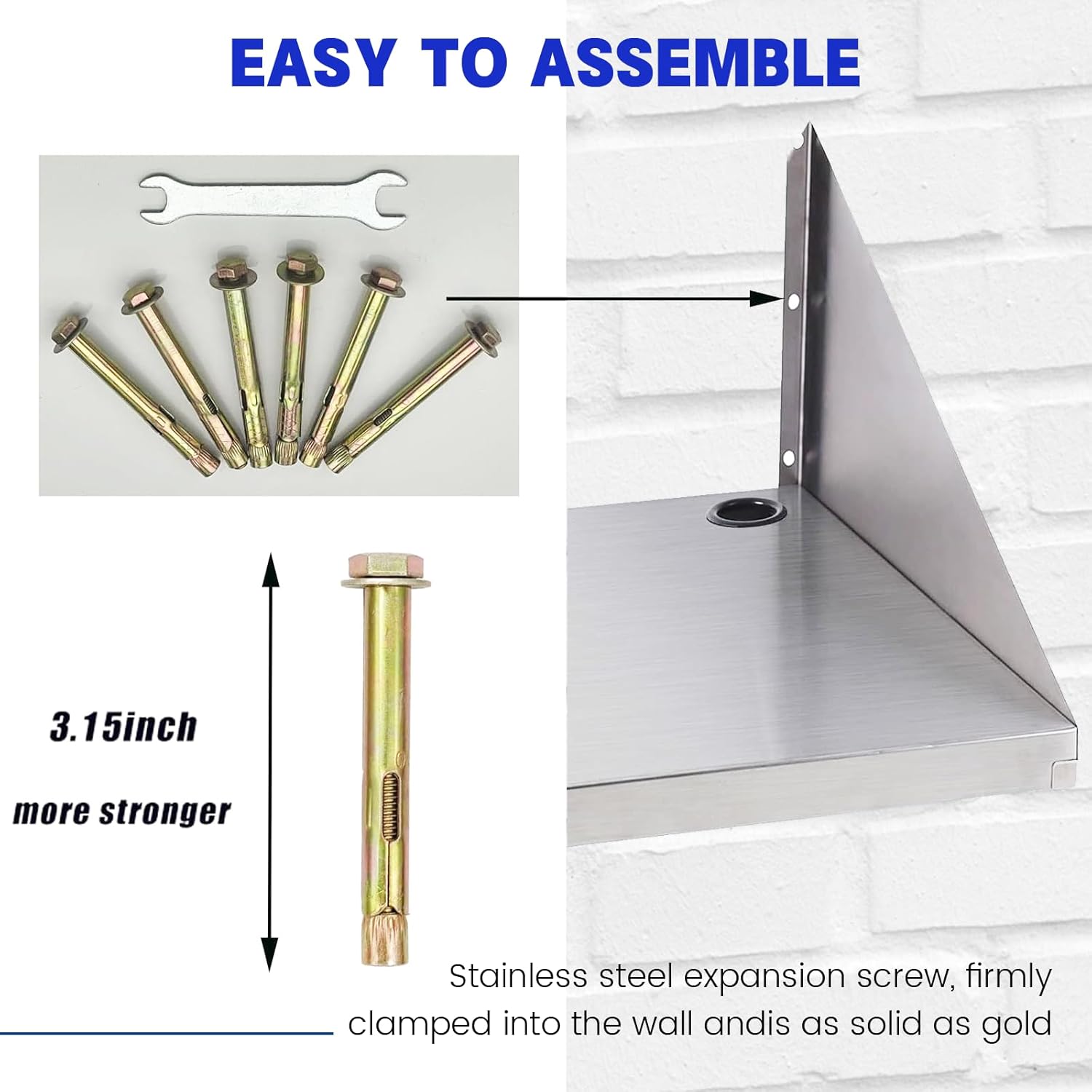 Stainless Steel Microwave Wall Shelf 18x24 Inch Heavy Duty