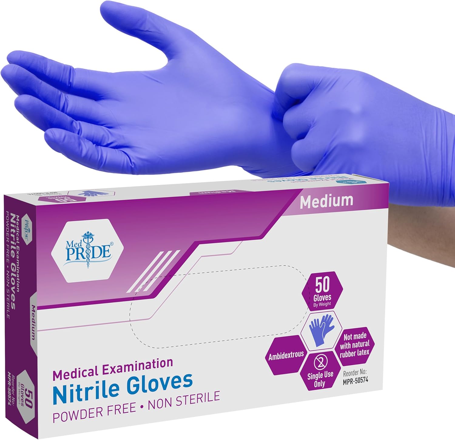 MED PRIDE Nitrile Exam Gloves - 1000 Gloves Bulk Pack