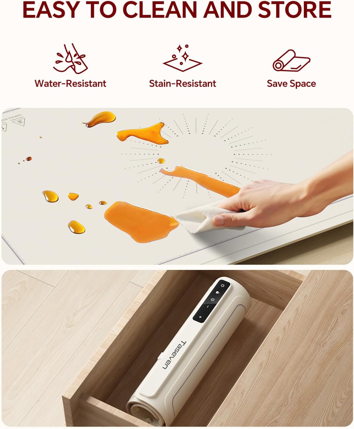 Taseven Food Warming Mat with 7 Temperature Settings and Kids Lock