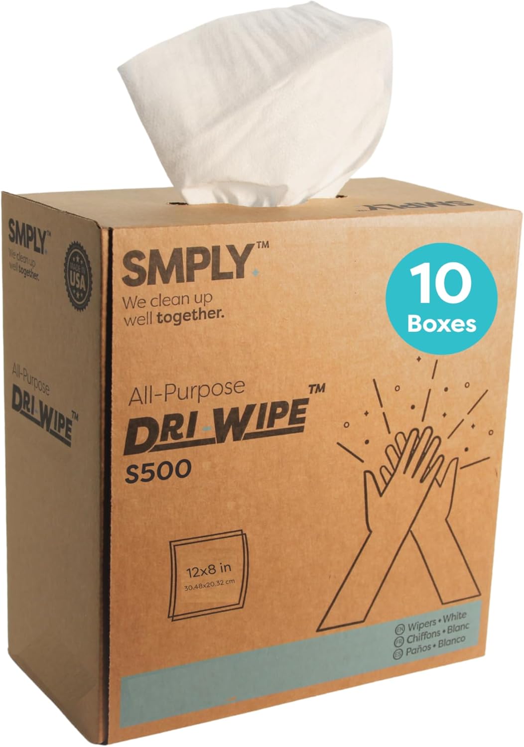 Dri-Wipe S500 by SMPLY Brands 10 Boxes of 176 Wipes