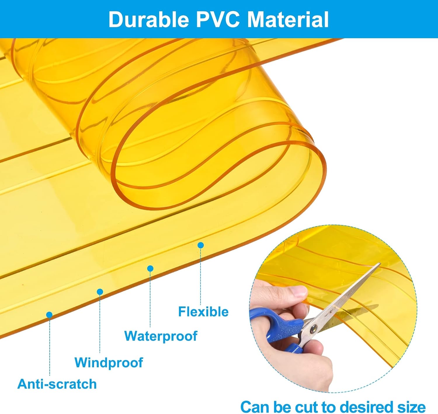 PATIKIL Yellow PVC Door Curtain Strip 72ft x 73in
