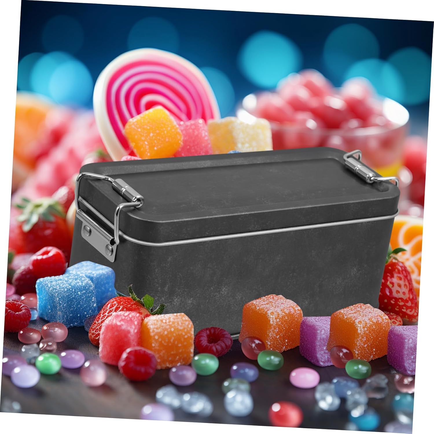 Vintage Tin Storage Box with Lid for Cookies Candies and Biscuits