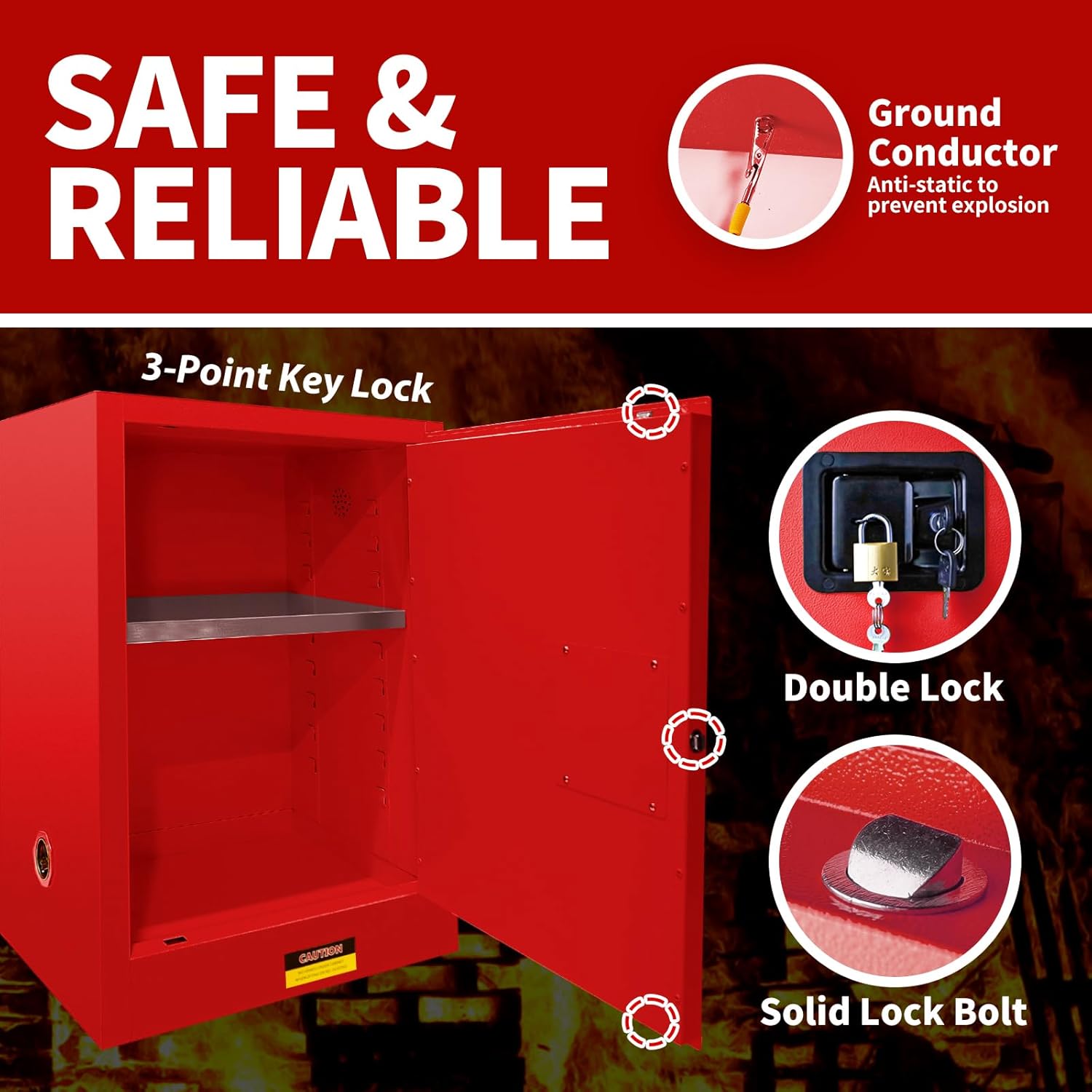 24 Gallon Flammable Cabinet Red 35H x 23W x 182D