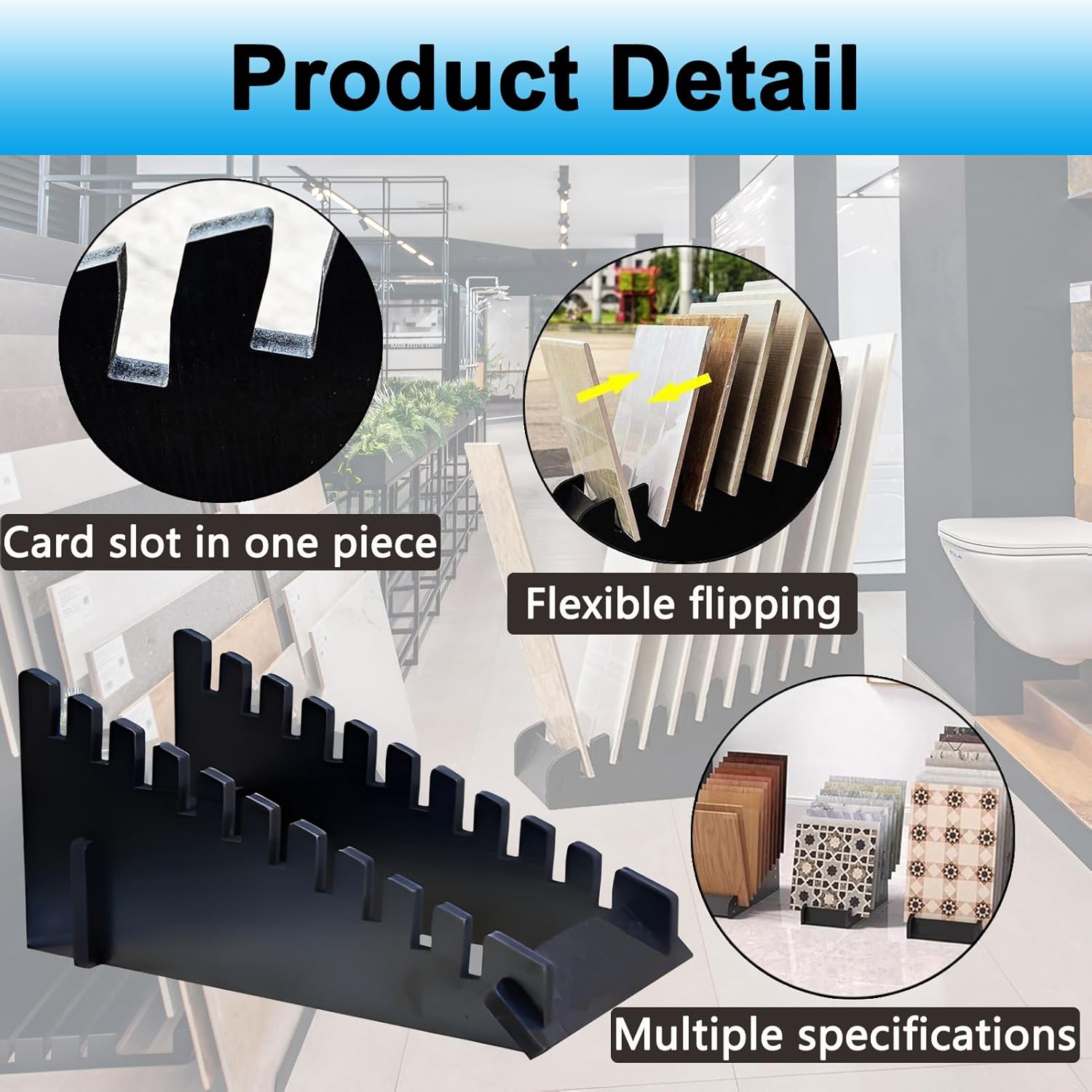 10 Tier Tile Sample Display Stand with Staggered Slots