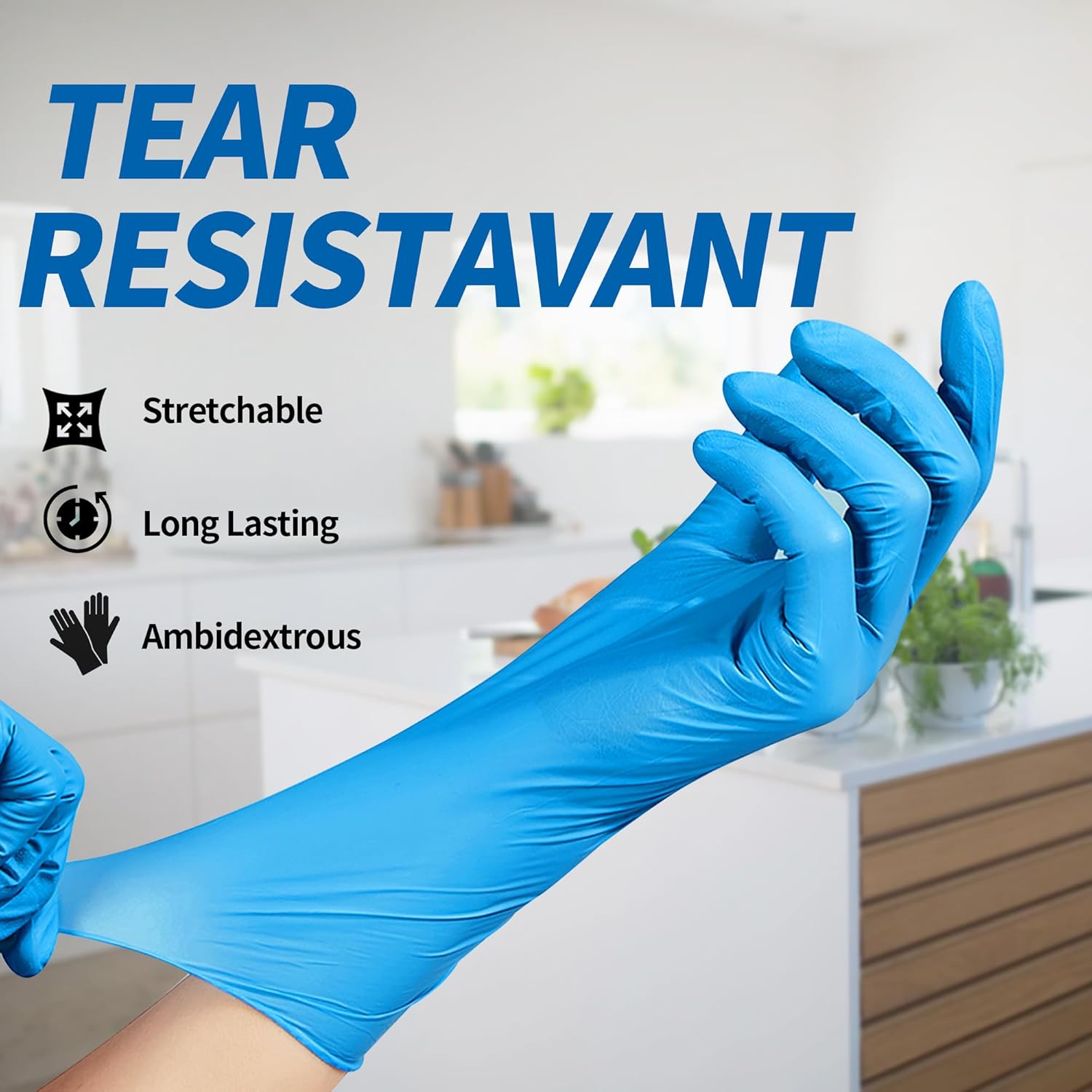 Basic Synmax Vinyl Blue Nitrile Exam Gloves - Latex-Free Powder-Free - Medium