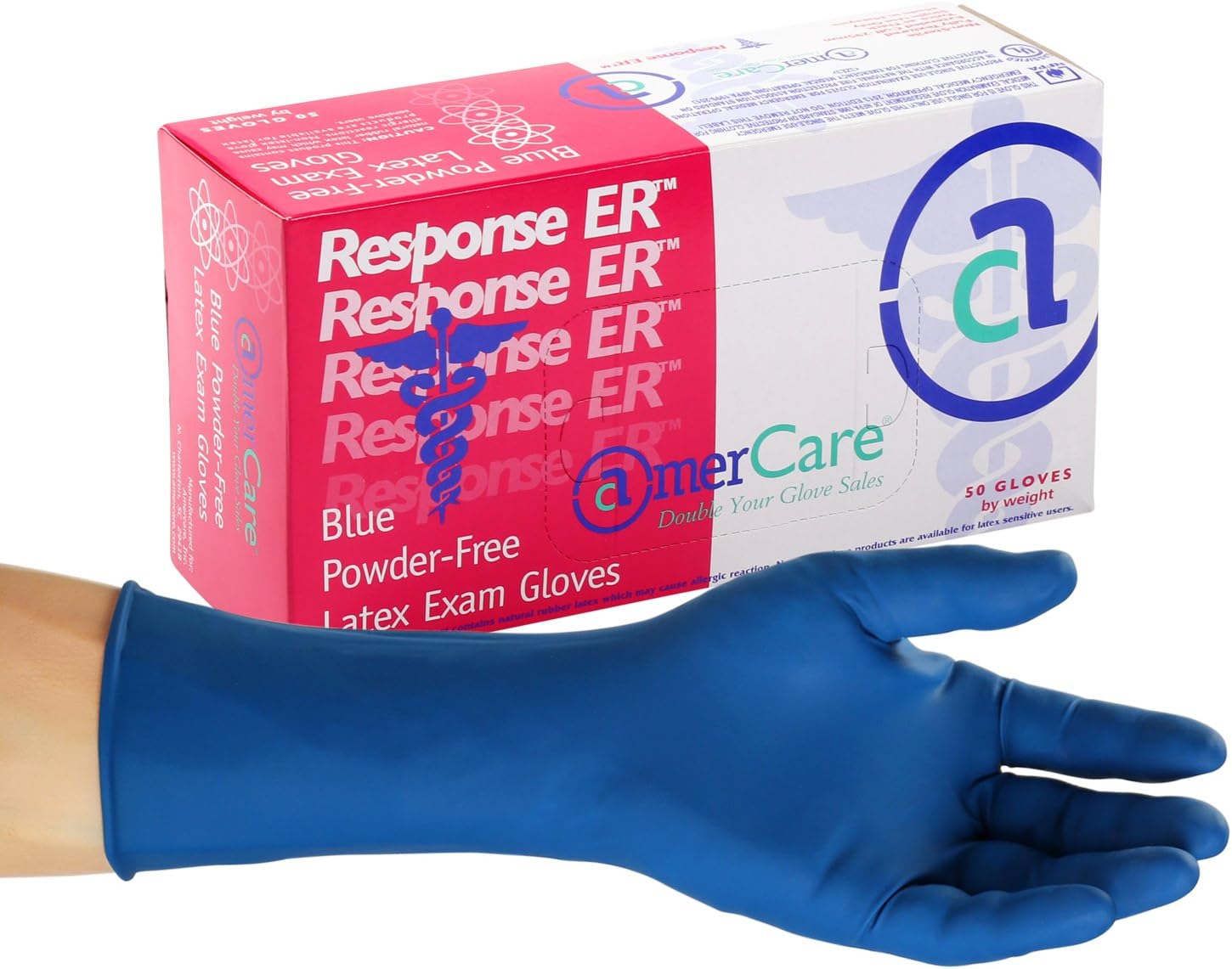 AmerCare Response ER Latex Exam Gloves Powder Free