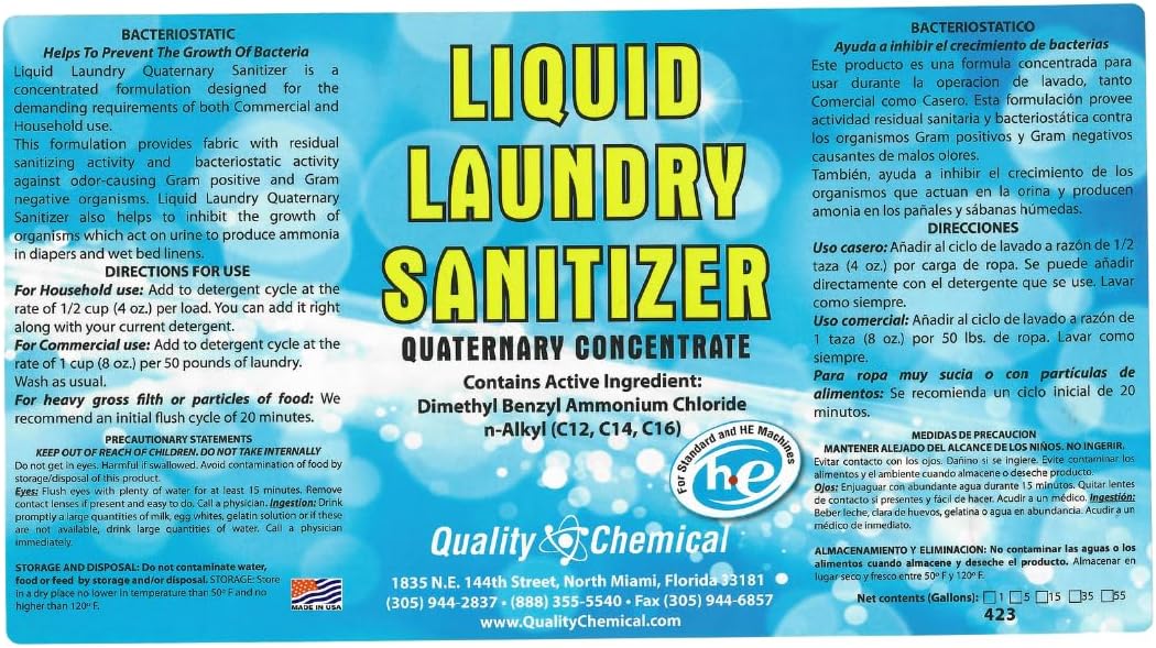 Quality Chemical Laundry Sanitizer 1 Gallon