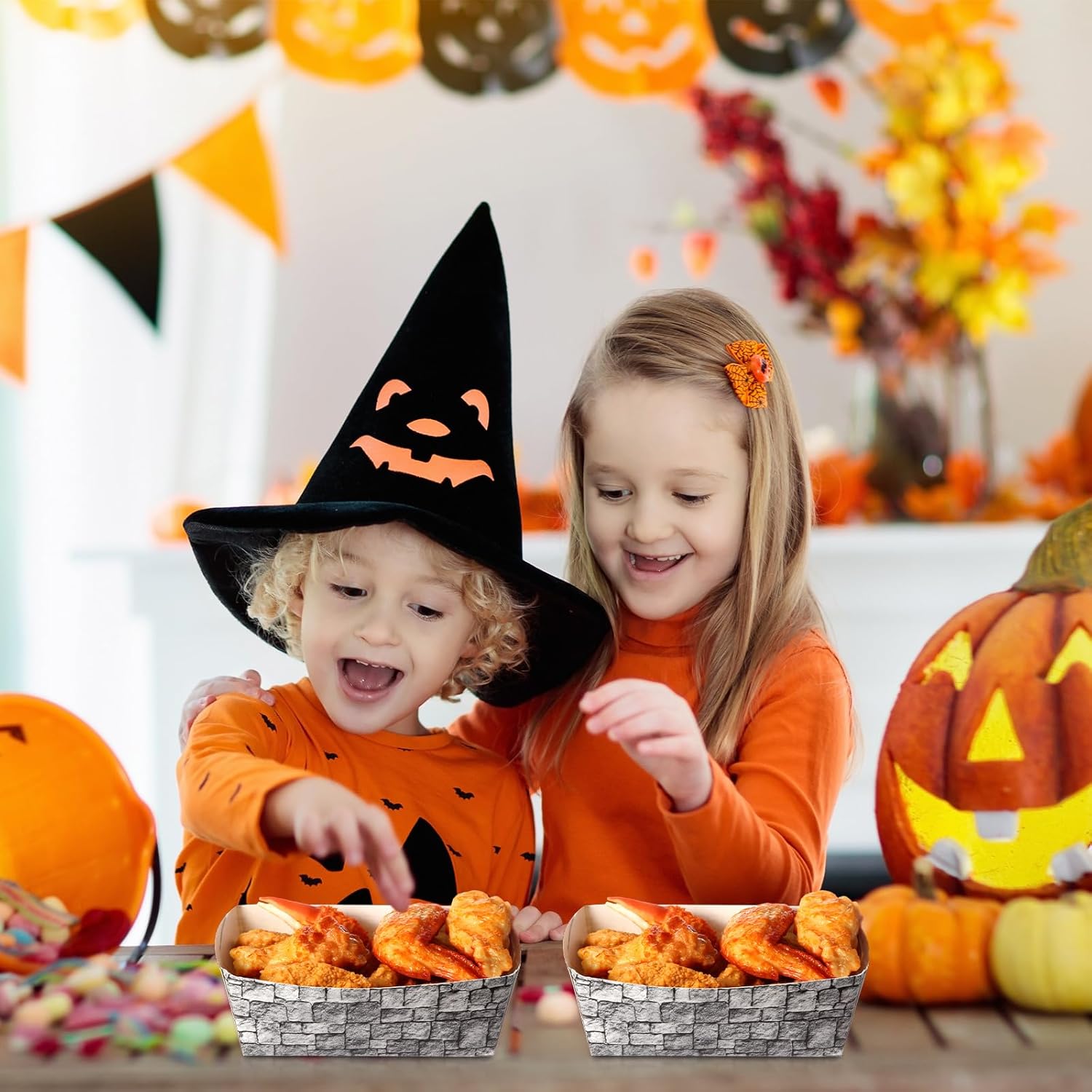 Blulu 50 Pcs Disposable Paper Food Trays Medieval Castle Themed Boat Serving Tray for Halloween and Birthday Parties