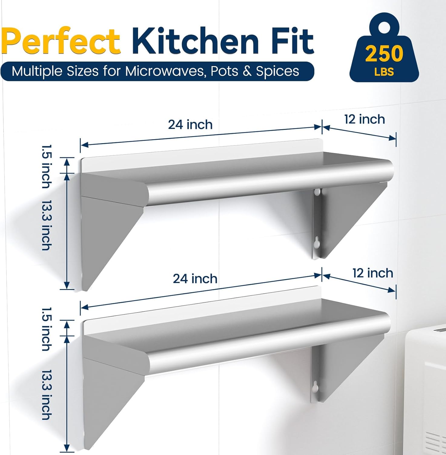 Chingoo 12x24 Stainless Steel Shelf 2 Pack
