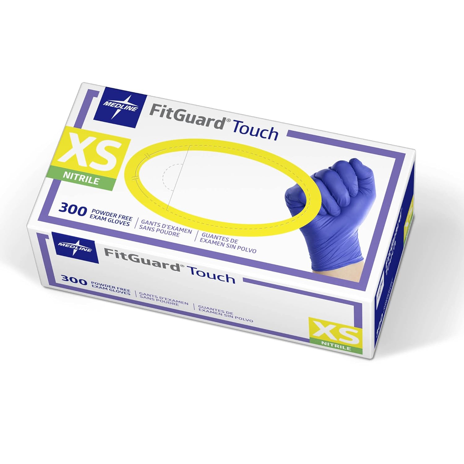 Medline FitGuard Touch Nitrile Exam Gloves 300 Count XSmall Powder Free