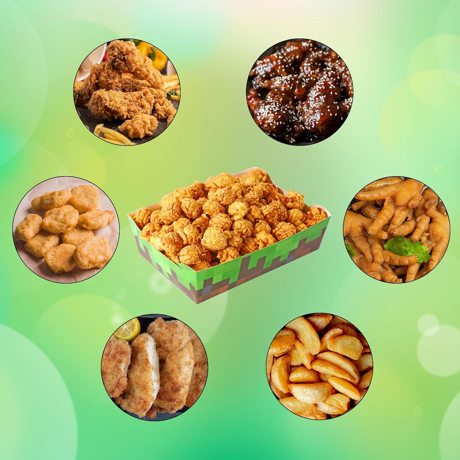 24pcs Miner Theme Food Trays Waterproof Greaseproof Brown Green Party Serving Displayware