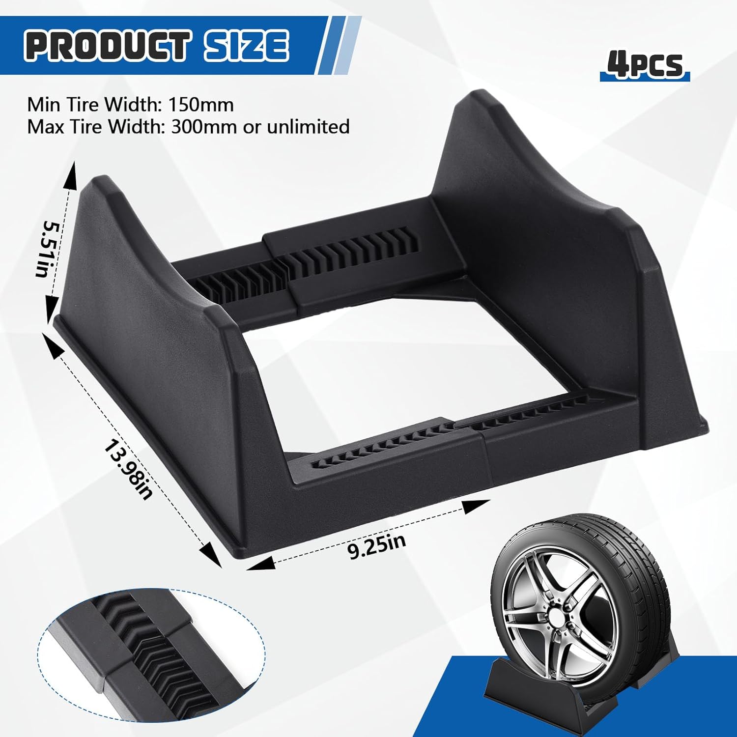 4 Pcs Car Tire Display Stand Adjustable Width Rim Holder Black