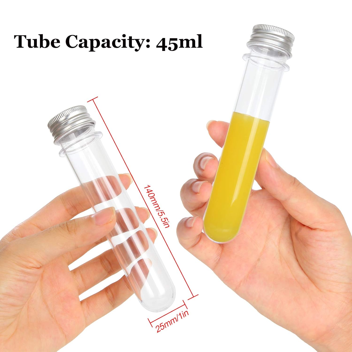 60 Pack Plastic Test Tubes with Caps for Bath Salt Candy Storage Lab Use