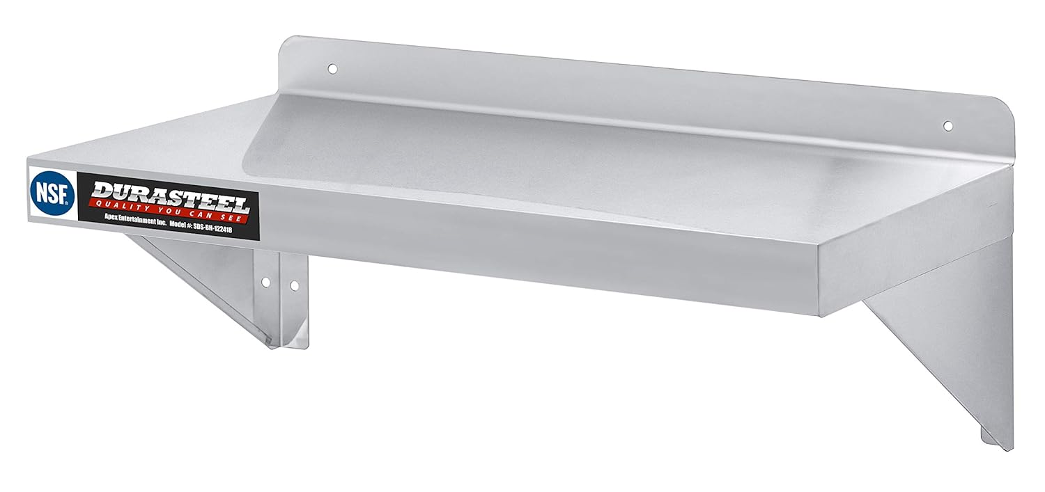 DuraSteel Stainless Steel Wall Shelf 24x12 Commercial Grade