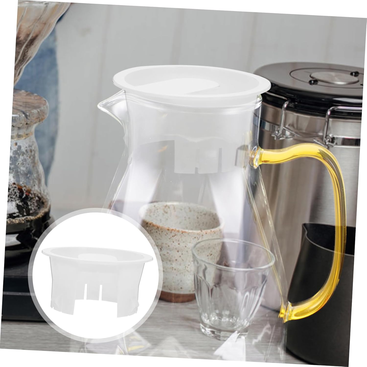 2pcs White Plastic Pitcher Lids Replacement Covers for Beverage Jugs