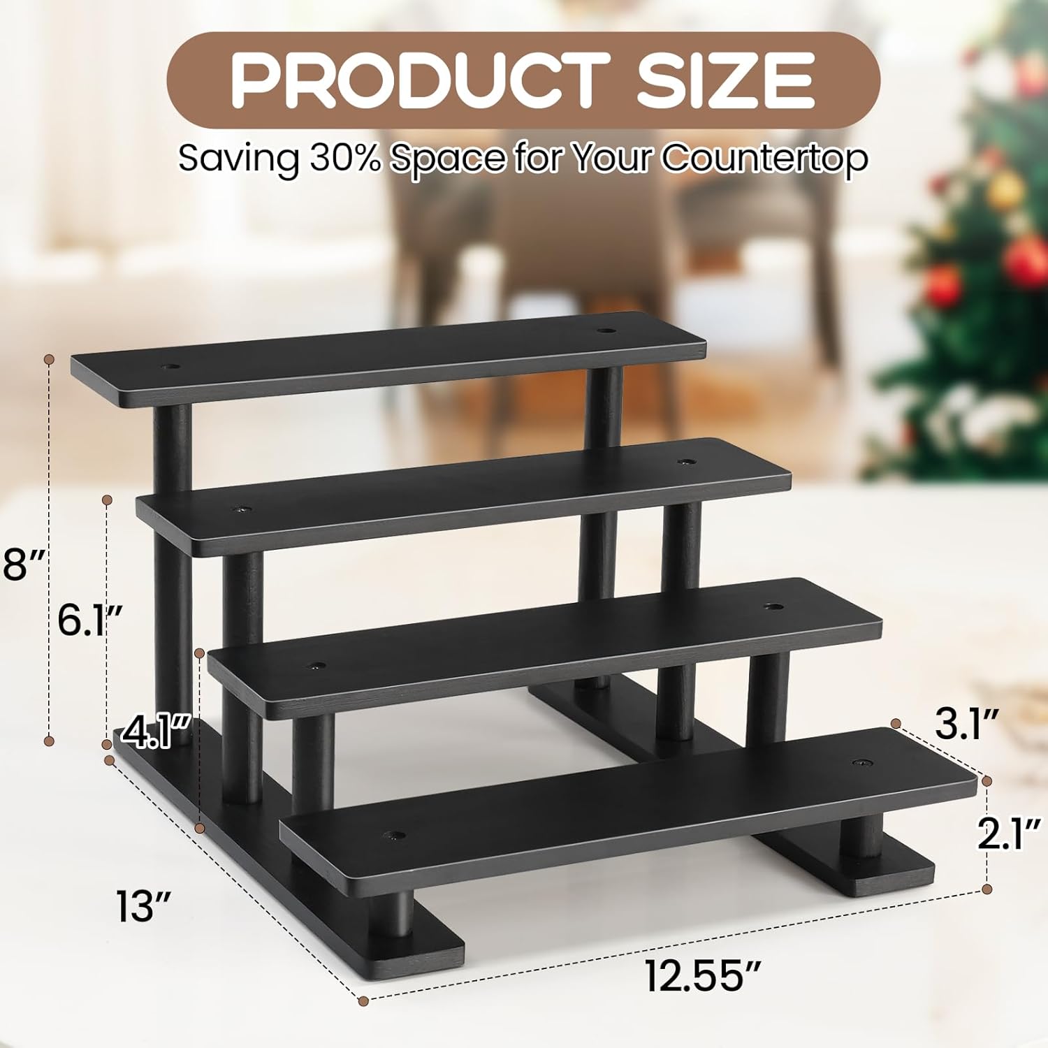 Lzhevsk Wooden Display Riser Stand 4 Tier Black