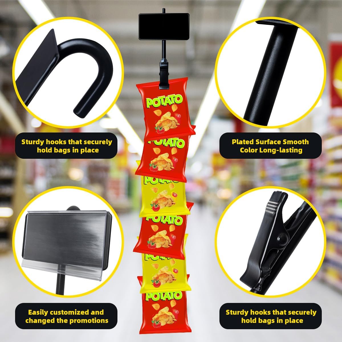 Hanging Merchandise Strips with Hooks for Retail Displays