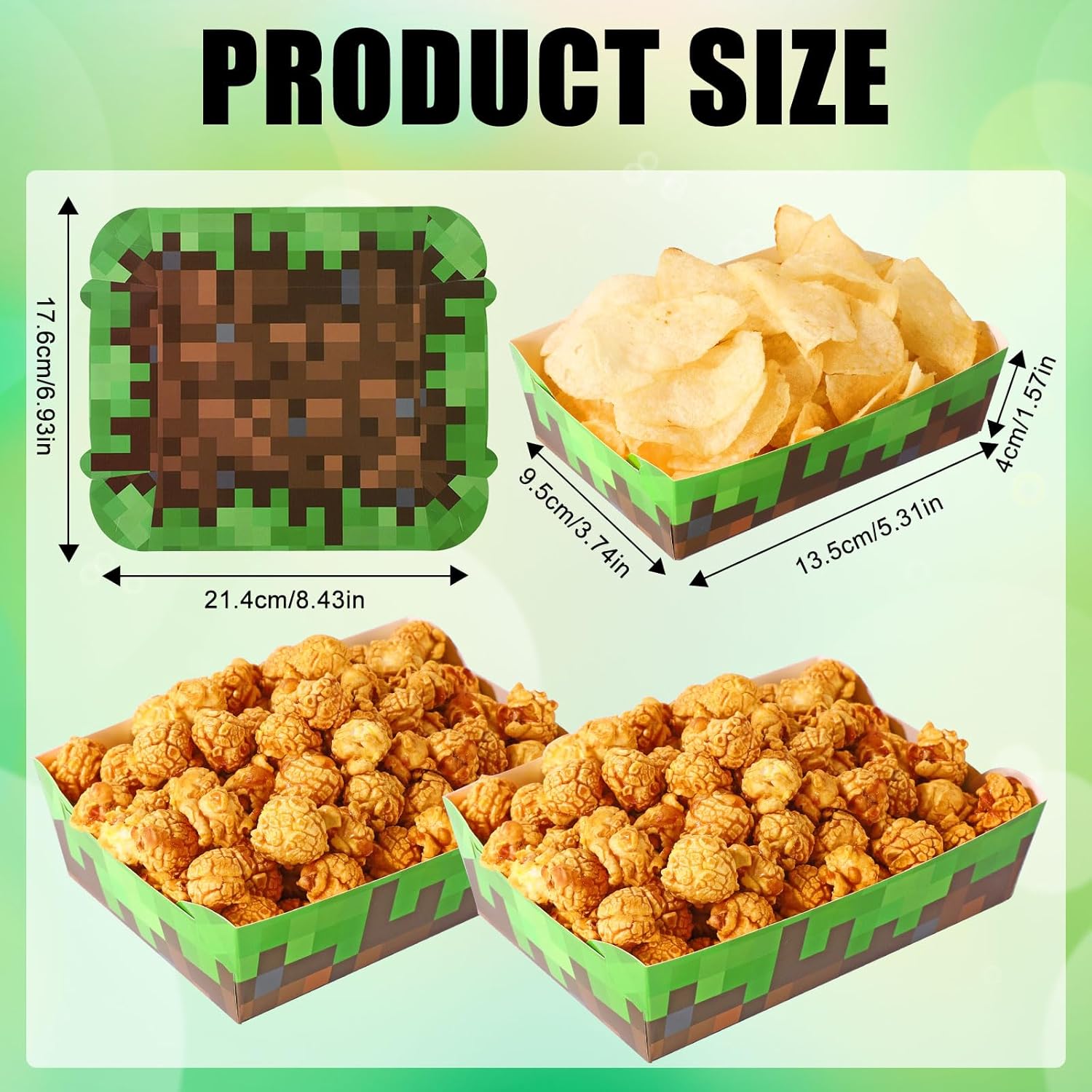 24pcs Miner Theme Food Trays Waterproof Greaseproof Brown Green Party Serving Displayware