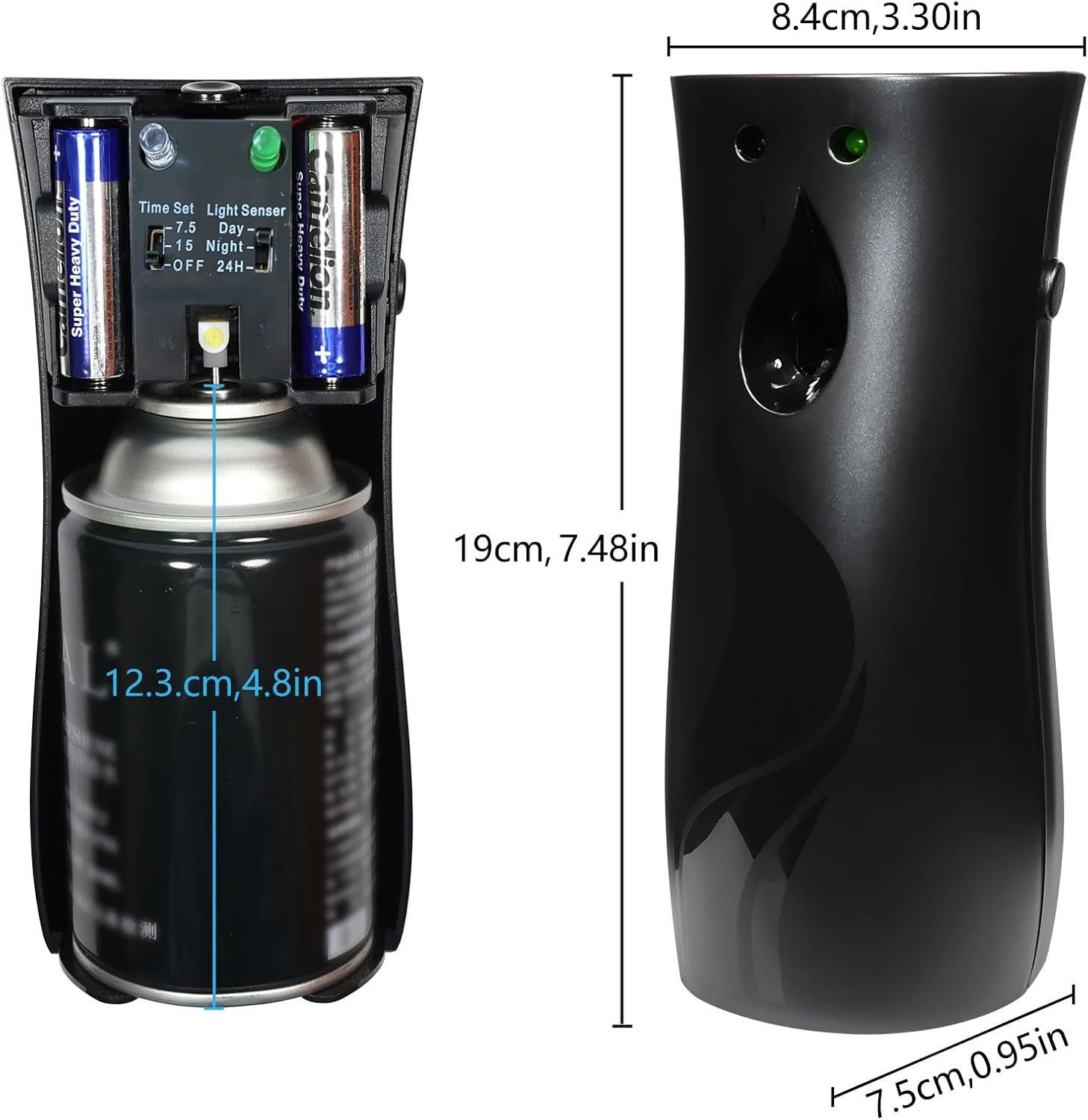2 Pcs Automatic Air Freshener Spray Dispenser with Wall Mount Option Black