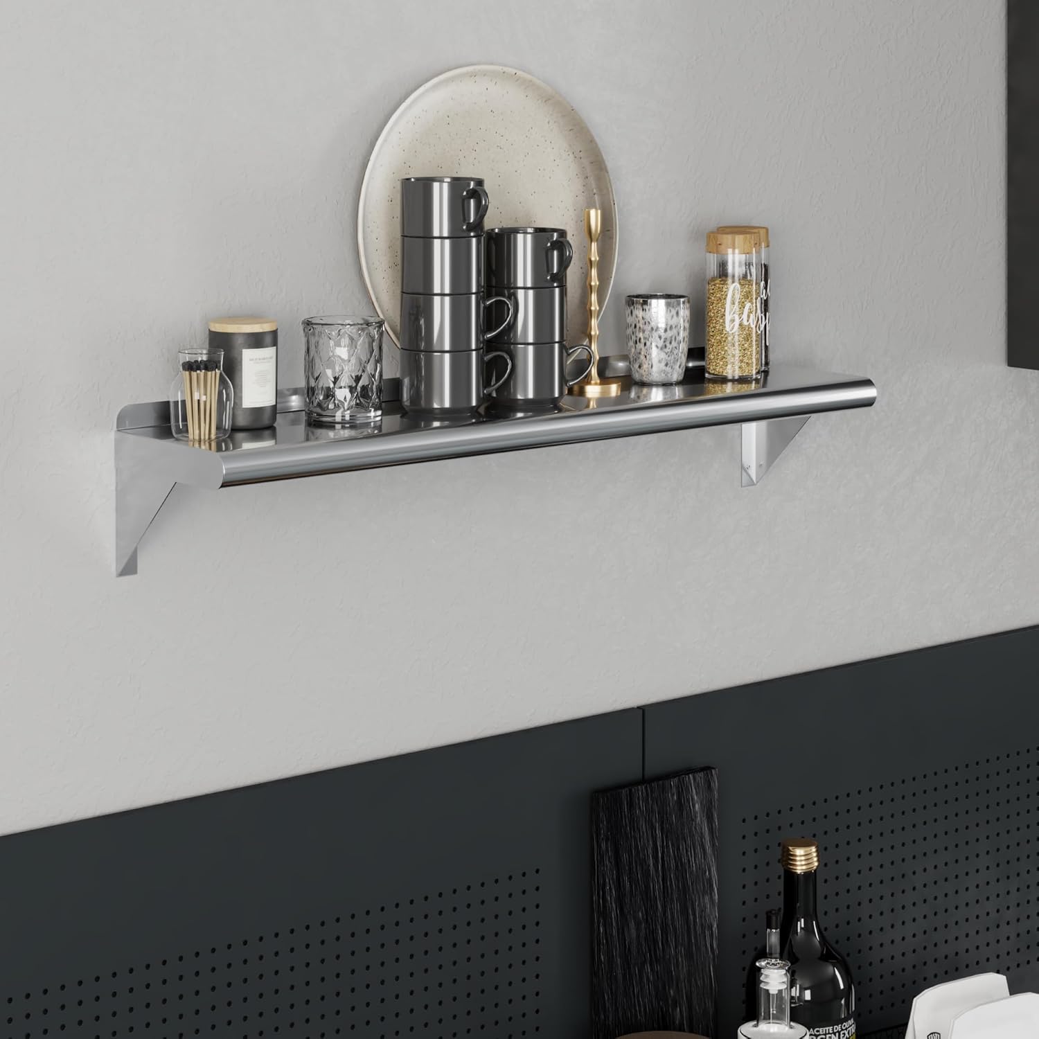AmGood 8 In x 36 In Stainless Steel Wall Shelf