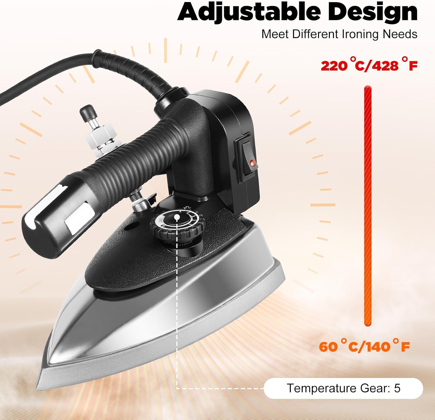 DYRABREST Industrial Gravity Steam Iron with 3L Tank and Accessories