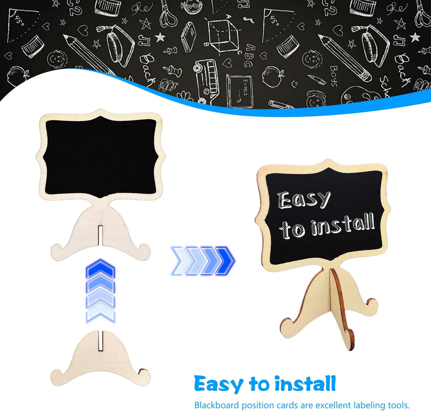 20 Piece Mini Chalkboard Set with Wooden Brackets